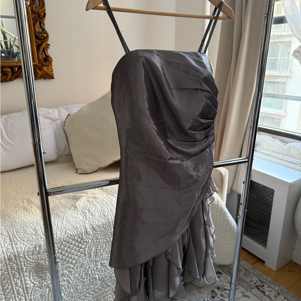 VILA Cassion Slate Gray Asymmetrical Dress